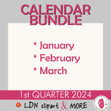 Calendar bundle 1st quarter of 2024, print and use