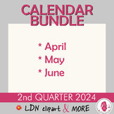Calendar bundle 2nd quarter of 2024, print and use