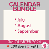 Calendar bundle 3rd quarter of 2024, print and use