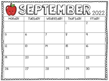 Monthly Calendar By Mrs Sweeney 