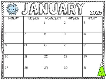Monthly Calendar by Mrs Sweeney | TPT