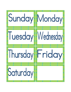 Calendar days of the week headings by Katie Kremer TPT