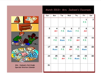 Preview of Calendar for Specials Rotation