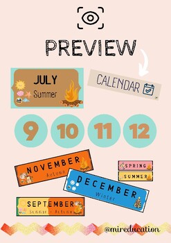 Preview of Calendar, months and seasons CLASS DISPLAY & FLASHCARDS - SPANISH AND ENGLISH
