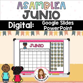 Preview of Calendar morning meeting Digital Spanish. Junio Calendario Digital PowerPoint