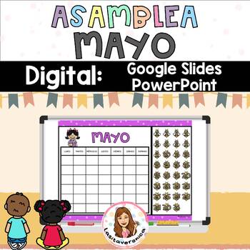 Preview of Calendar morning meeting Digital Spanish. Mayo Calendario Digital PowerPoint