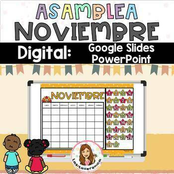 Preview of Calendar morning meeting Digital Spanish. November Calendario Digital PowerPoint