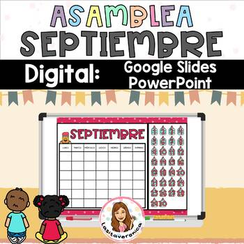 Preview of Calendar morning meeting Digital Spanish. September. Google Slides | PowerPoint