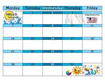 Preview of Calendar or Planner: July 2025 (5 & 7 day)