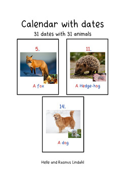 Preview of Calendar with dates and animals