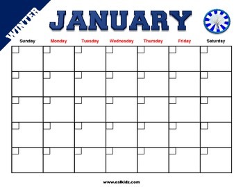 Calendar with day and month flashcards by ESL Kidz | TpT