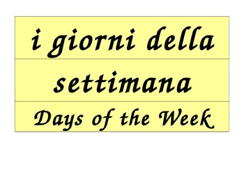 Preview of Days of the Week Calendar in Italian