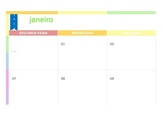 Rainbow themed template calendar