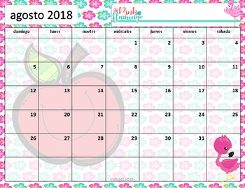 Calendario académico 2018 - 2019 Flamingo by Educative Teaching Ideas