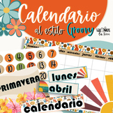 Calendario al estilo Groovy | Calendar Groovy Classroom Decor