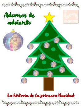 Preview of Calendario de adviento de adornos navideños, historia del nacimiento de Jesús