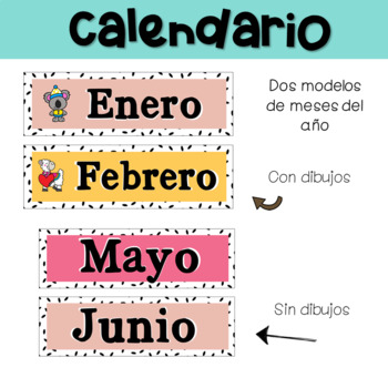 Calendario en español | Calendar set Spanish pocket chart by Un dos tres  TEACH