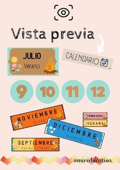 Preview of Calendario, meses del año y estaciones. TARJETAS Y POSTER * ESP