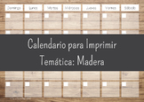 Calendario para Imprimir Temática: Madera