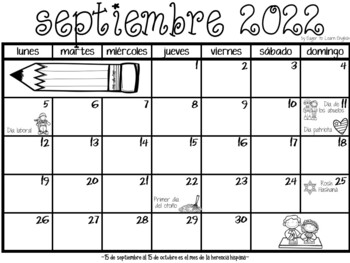 Calendarios Escolares 2022-2023 {Sept-June Spanish Calendars!} + weekly ...