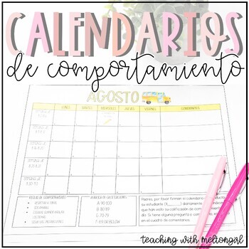 Preview of 23-24 Spanish Editable Conduct Calendars | Calendarios Mensuales de Conducta