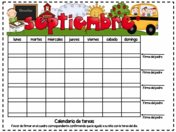 Preview of Calendarios para tarea