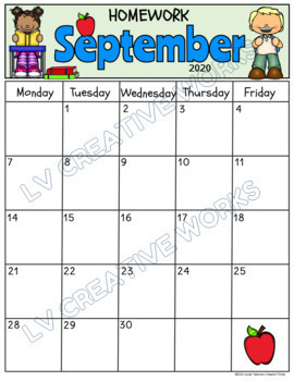 Back to School - Homework Folder Calendars Set #2 | TpT