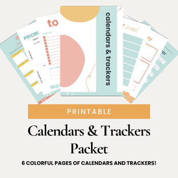 Preview of Calendars and Trackers | Printable PDF Packet