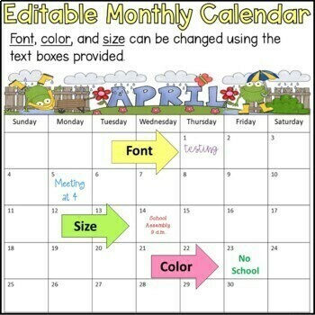 Template Monthly Calendar from ecdn.teacherspayteachers.com
