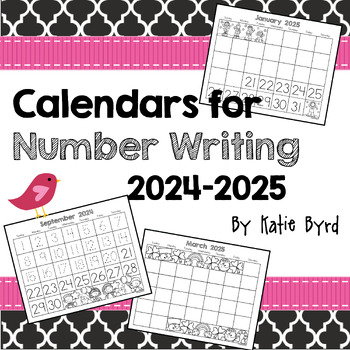 Preview of Calendars for Number Writing - Perpetual