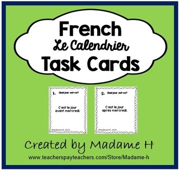 Preview of Interactive French Task Cards: Exploring Le Calendrier