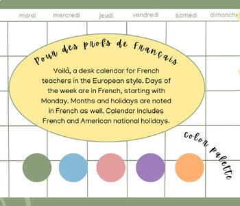 Preview of French Desk Calendar: En Français