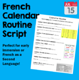 Calendrier Routine Script - Primary French Immersion or Co