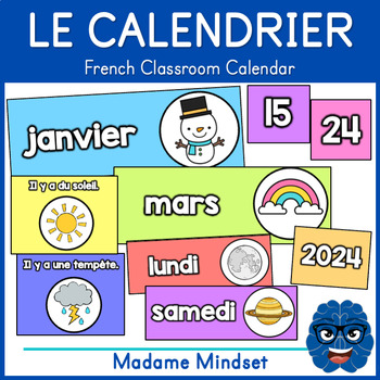 Preview of Calendrier de classe // French Classroom Calendar // Rainbow Pastel