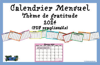 Preview of Calendrier mensuel 2024 (PDF remplissable)