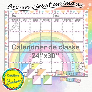 Preview of Calendrier scolaire - Arc-en-ciel et animaux