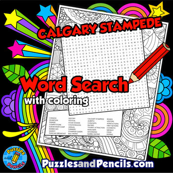 Preview of Calgary Stampede Word Search Puzzle Activity with Coloring | History of Canada