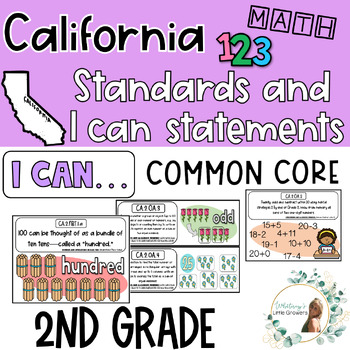 Preview of California 2nd Grade Math Common Core Standards and I Can Statements!