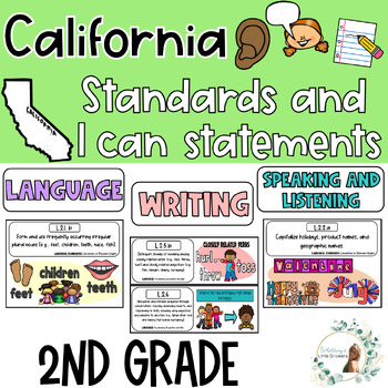 Preview of California 2nd Grade Writing, Language, Speaking, and Listening Standards