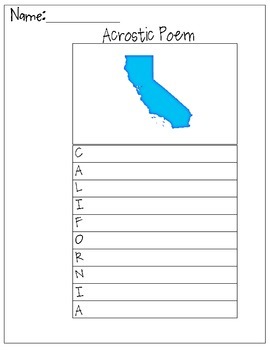 Preview of California Acrostic Poem
