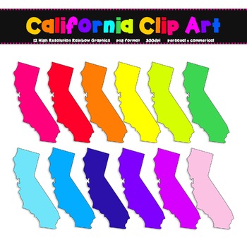 Preview of California Clip Art Graphic Set - 12 Rainbow Brights {Personal + Commercial Use}
