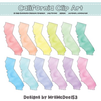Preview of California Clip Art Graphic Set - Rainbow Pastels {Personal + Commercial Use}