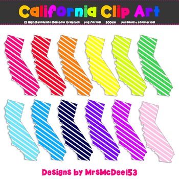 Preview of California Clip Art Graphic Set - Rainbow Stripes {Personal + Commercial Use}