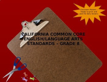 Preview of California Common Core ELA Standards Grade 8