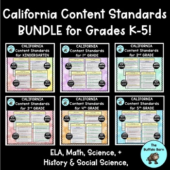 Preview of California Content Standards BUNDLE! Grades K-5 Included! CCSS ELA, MATH, NGSS +
