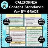 California Content Standards for Fifth Grade (CCSS ELA & M