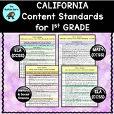 California Content Standards for First Grade (CCSS ELA & M