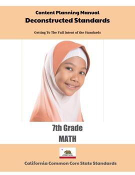 Preview of California Deconstructed Standards Content Planning Manual Math 7th Grade