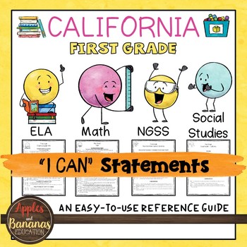 Preview of California First Grade I Can Statements