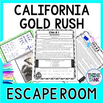 Preview of California Gold Rush ESCAPE ROOM Activity - Westward Expansion